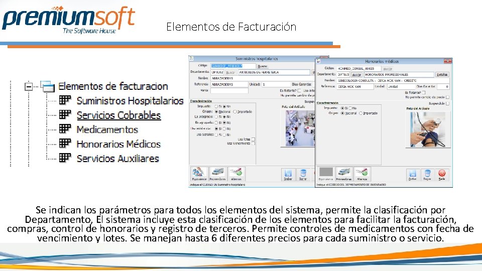 Elementos de Facturación Se indican los parámetros para todos los elementos del sistema, permite Elementos de Facturación Se indican los parámetros para todos los elementos del sistema, permite