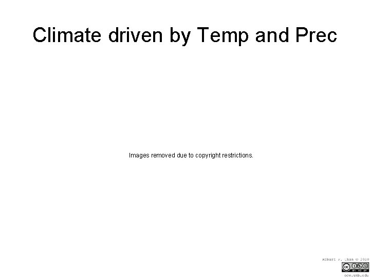 Climate driven by Temp and Prec Images removed due to copyright restrictions. 