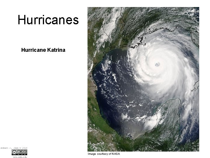 Hurricanes Hurricane Katrina Image courtesy of NASA 
