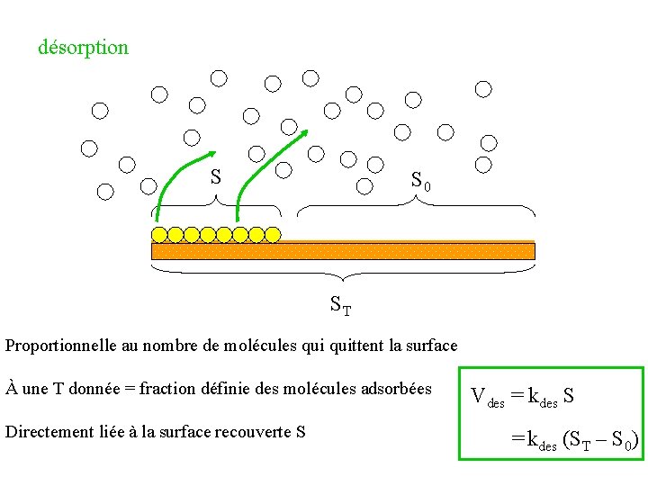 désorption S S 0 ST Proportionnelle au nombre de molécules quittent la surface À désorption S S 0 ST Proportionnelle au nombre de molécules quittent la surface À