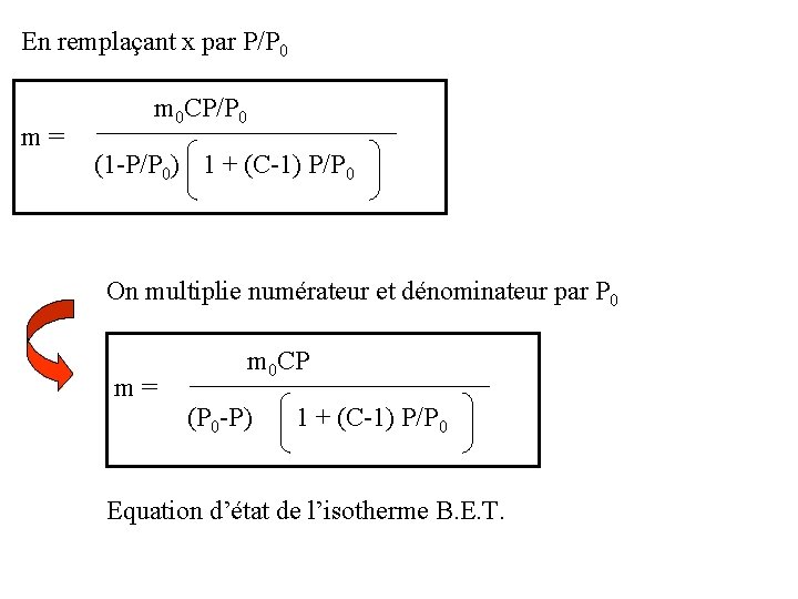 En remplaçant x par P/P 0 m = m 0 CP/P 0 (1 -P/P En remplaçant x par P/P 0 m = m 0 CP/P 0 (1 -P/P