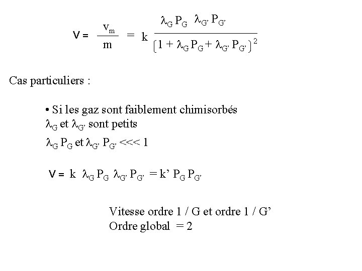 V= vm m = k G PG G’ PG’ 1 + G PG + V= vm m = k G PG G’ PG’ 1 + G PG +