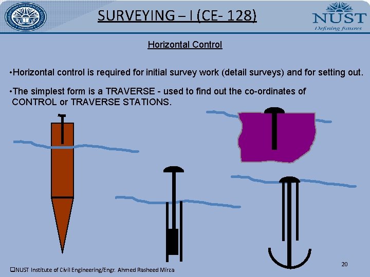 SURVEYING – I (CE- 128) Horizontal Control • Horizontal control is required for initial