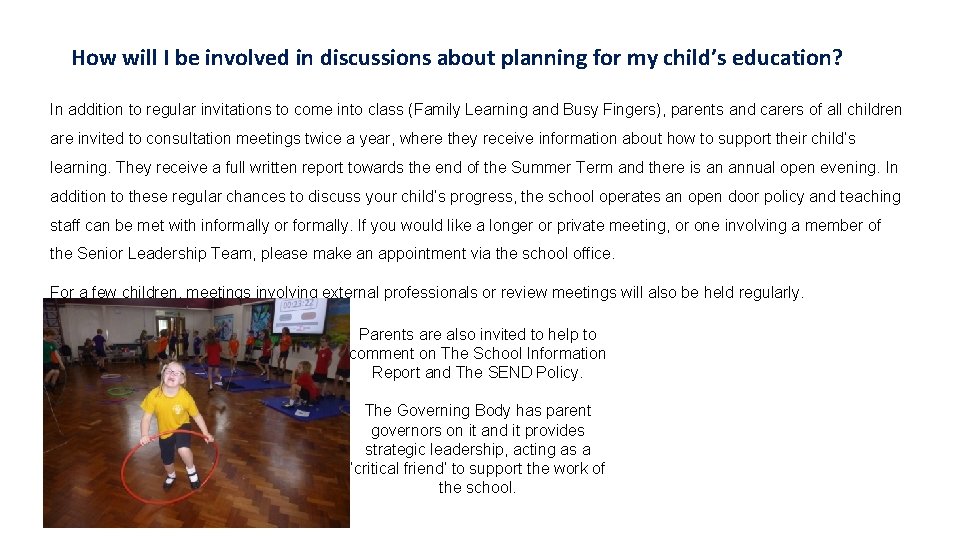 How will I be involved in discussions about planning for my child’s education? In