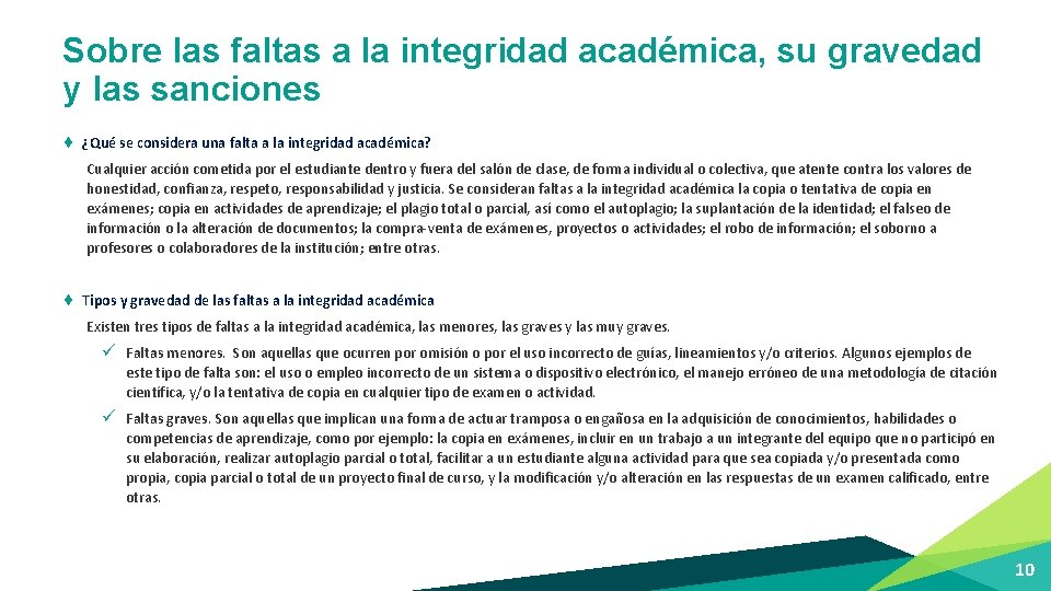 Sobre las faltas a la integridad académica, su gravedad y las sanciones ¨ ¿Qué