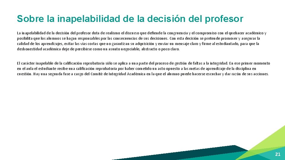 Sobre la inapelabilidad de la decisión del profesor La inapelabilidad de la decisión del