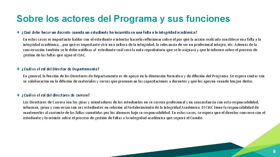 Sobre los actores del Programa y sus funciones ¨ ¿Qué debe hacer un docente