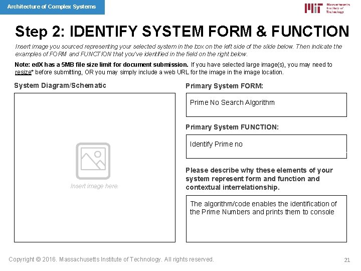 Architecture of Complex Systems Step 2: IDENTIFY SYSTEM FORM & FUNCTION Insert image you