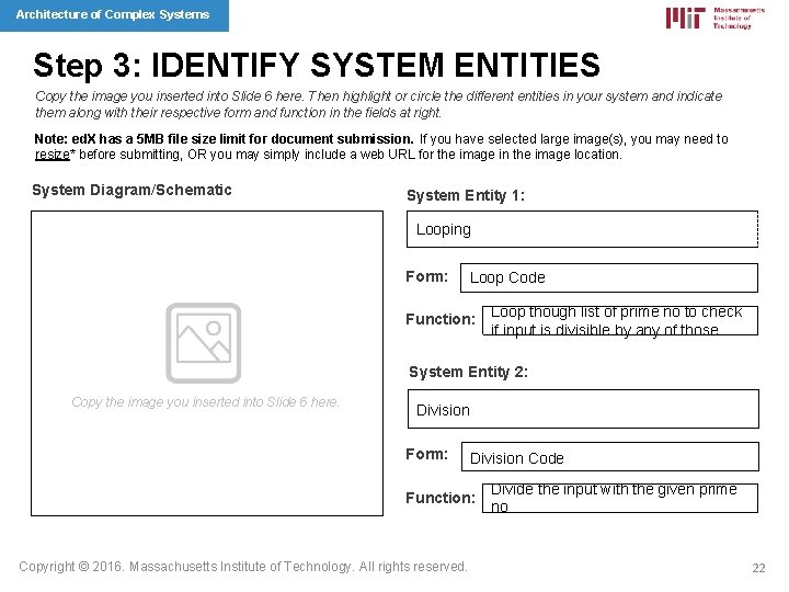 Architecture of Complex Systems Step 3: IDENTIFY SYSTEM ENTITIES Copy the image you inserted