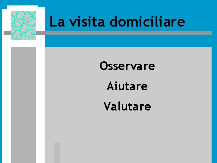La visita domiciliare Osservare Aiutare Valutare La visita domiciliare Osservare Aiutare Valutare