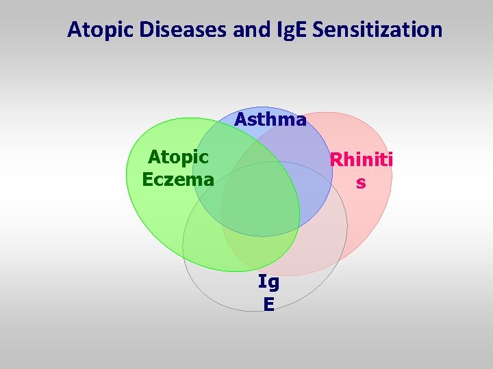 Atopic Diseases and Ig. E Sensitization Asthma Atopic Eczema Rhiniti s Ig E 