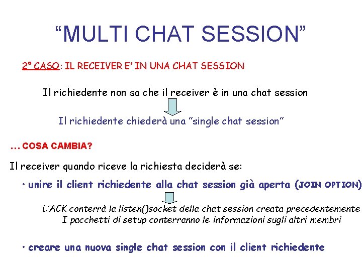 “MULTI CHAT SESSION” 2° CASO: IL RECEIVER E’ IN UNA CHAT SESSION Il richiedente