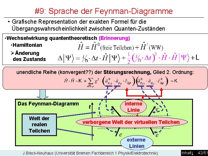 #9: Sprache der Feynman-Diagramme • Grafische Representation der exakten Formel für die Übergangswahrscheinlichkeit zwischen