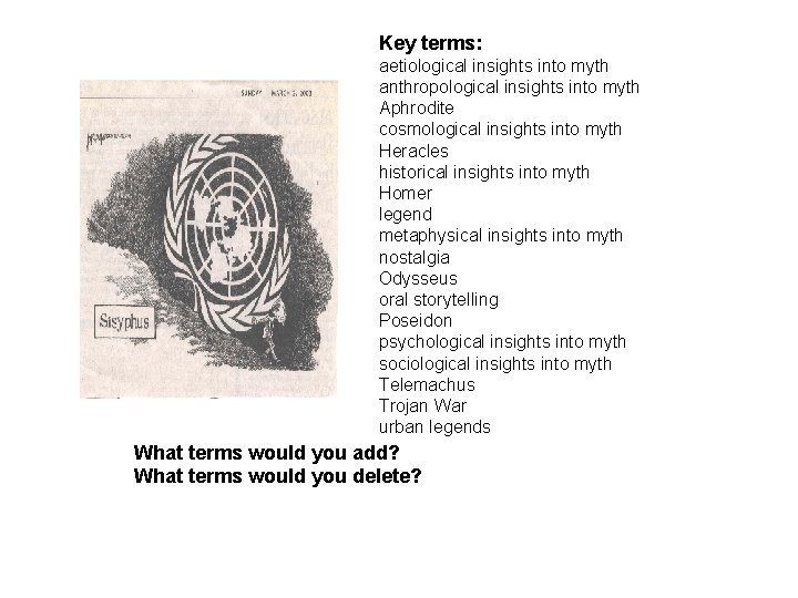 Key terms: aetiological insights into myth anthropological insights into myth Aphrodite cosmological insights into