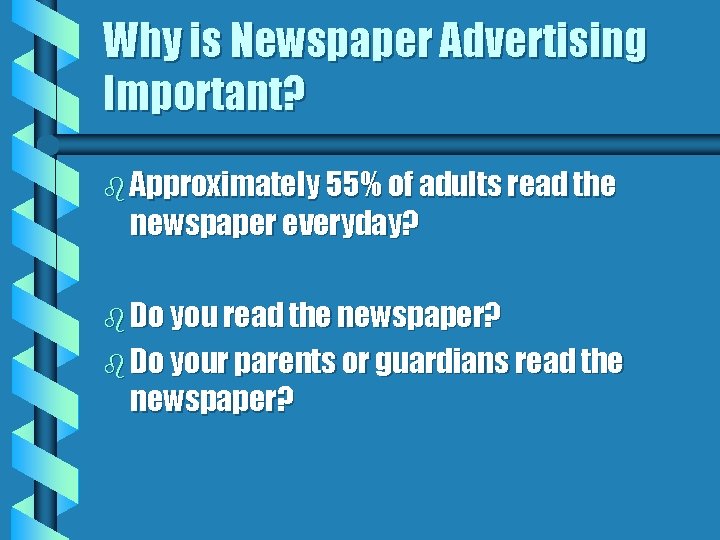Why is Newspaper Advertising Important? b Approximately 55% of adults read the newspaper everyday?