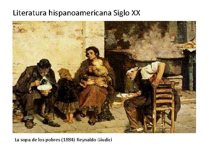 Literatura hispanoamericana Siglo XX La sopa de los pobres (1884) Reynaldo Giudici 