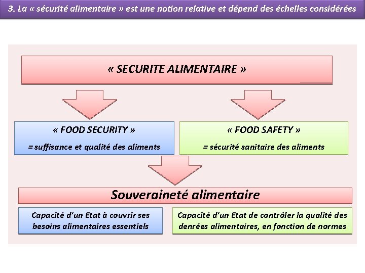 3. La « sécurité alimentaire » est une notion relative et dépend des échelles