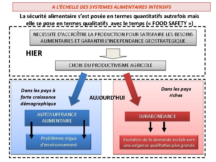 A L'ÉCHELLE DES SYSTEMES ALIMENTAIRES INTENSIFS La sécurité alimentaire s’est posée en termes quantitatifs