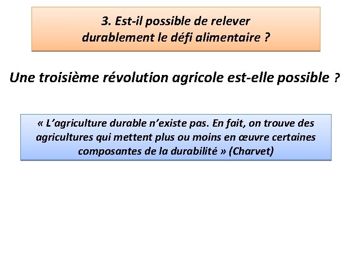 3. Est-il possible de relever durablement le défi alimentaire ? Une troisième révolution agricole