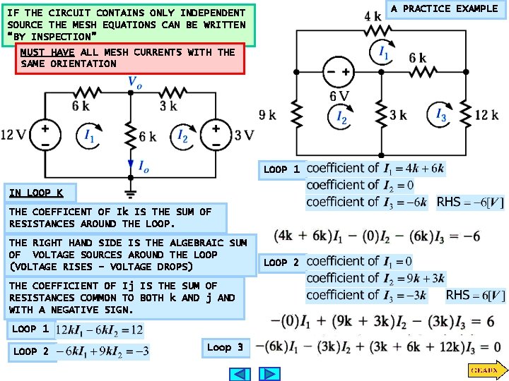 A PRACTICE EXAMPLE IF THE CIRCUIT CONTAINS ONLY INDEPENDENT SOURCE THE MESH EQUATIONS CAN