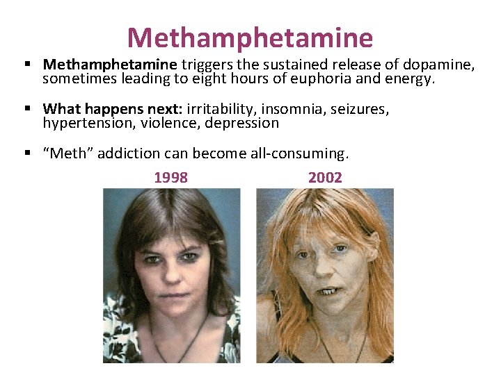Methamphetamine § Methamphetamine triggers the sustained release of dopamine, sometimes leading to eight hours