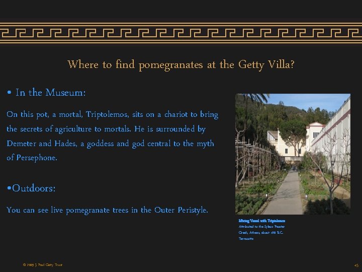 Where to find pomegranates at the Getty Villa? • In the Museum: On this Where to find pomegranates at the Getty Villa? • In the Museum: On this