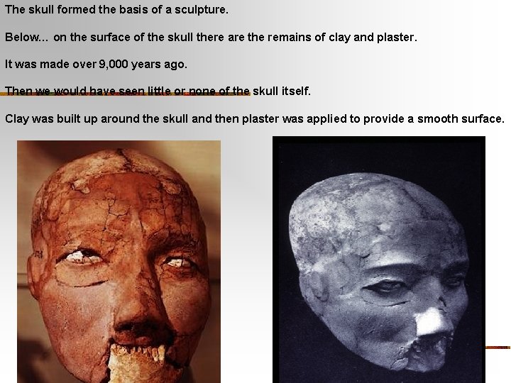 The skull formed the basis of a sculpture. Below… on the surface of the