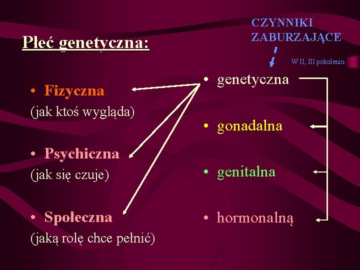 Płeć genetyczna: CZYNNIKI ZABURZAJĄCE W II, III pokoleniu • Fizyczna (jak ktoś wygląda) •