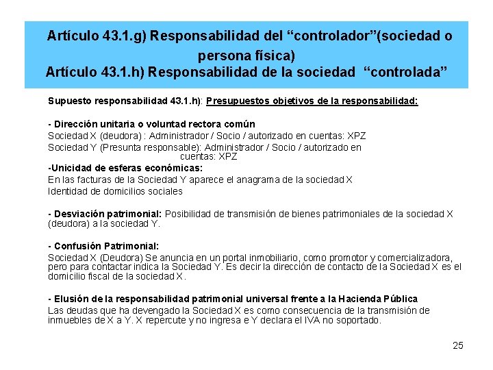 Artículo 43. 1. g) Responsabilidad del “controlador”(sociedad o persona física) Artículo 43. 1. h)