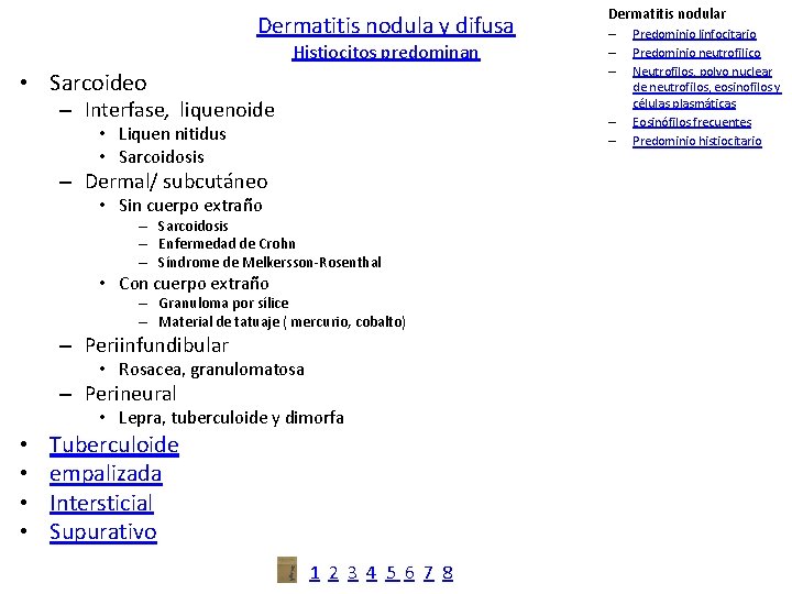 Dermatitis nodula y difusa Histiocitos predominan • Sarcoideo – Interfase, liquenoide – – –