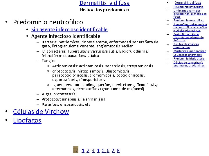 Dermatitis y difusa Histiocitos predominan • Predominio neutrofilico • Sin agente infeccioso identificable •