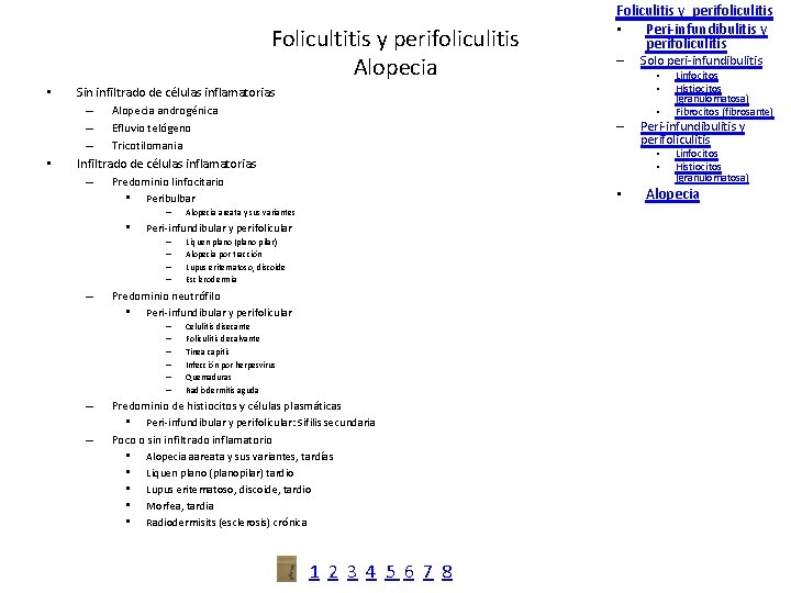 Folicultitis y perifoliculitis Alopecia • • Sin infiltrado de células inflamatorias – Alopecia androgénica