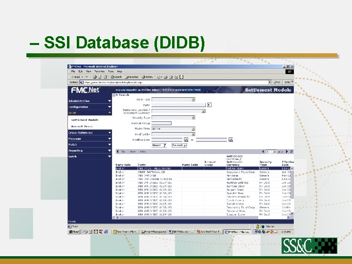 – SSI Database (DIDB) 