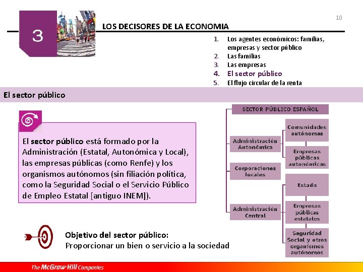 LOS DECISORES DE LA ECONOMIA 1. 2. 3. Los agentes económicos: familias, empresas y