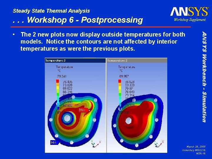 Steady State Thermal Analysis . . . Workshop 6 - Postprocessing Workshop Supplement ANSYS