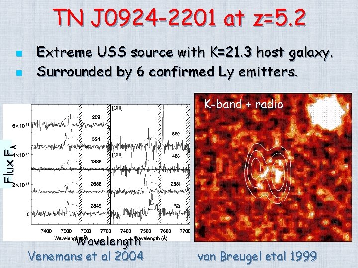 TN J 0924 -2201 at z=5. 2 n K-band + radio Flux Fλ n