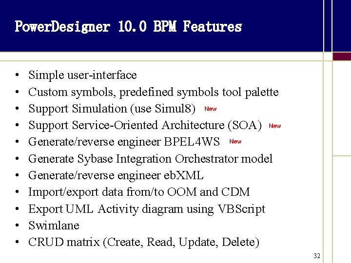 Power. Designer 10. 0 BPM Features • • • Simple user-interface Custom symbols, predefined