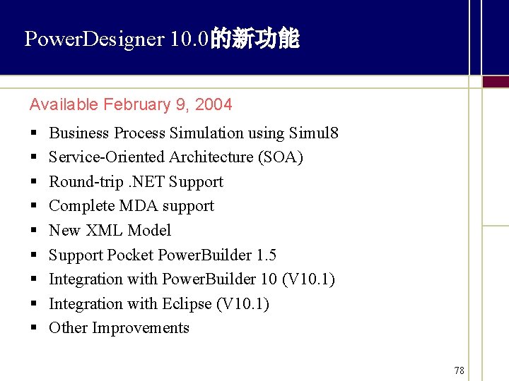 Power. Designer 10. 0的新功能 Available February 9, 2004 § § § § § Business