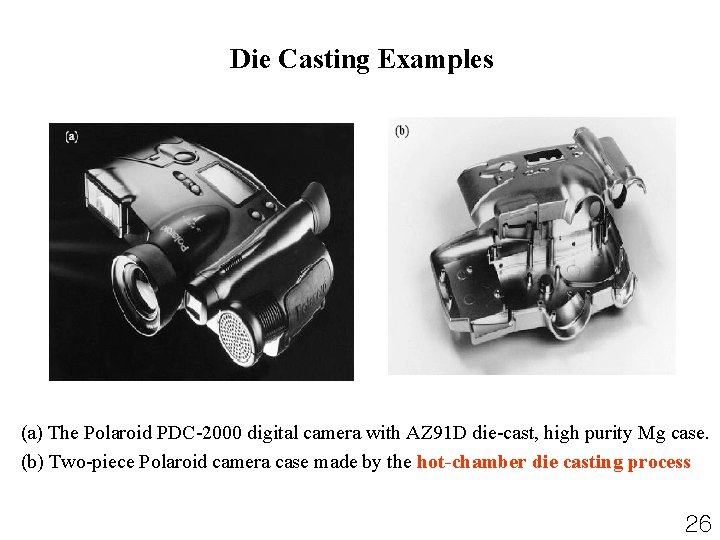Die Casting Examples (a) The Polaroid PDC-2000 digital camera with AZ 91 D die-cast,