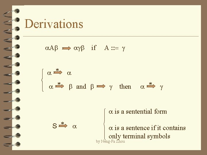 Derivations a. Ab agb if a * a a * b and b A