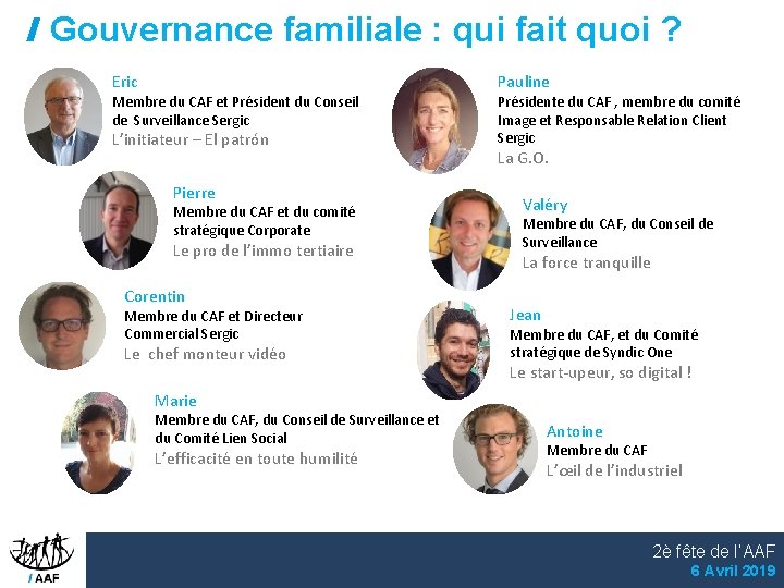 Gouvernance familiale : qui fait quoi ? Eric Membre du CAF et Président du