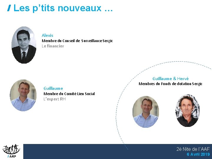 Les p’tits nouveaux … Alexis Membre du Conseil de Surveillance Sergic Le financier Guillaume