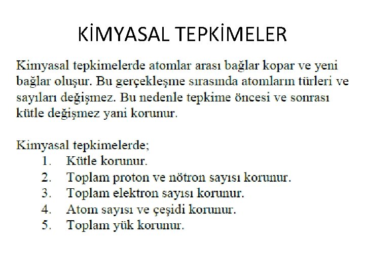 KİMYASAL TEPKİMELER 