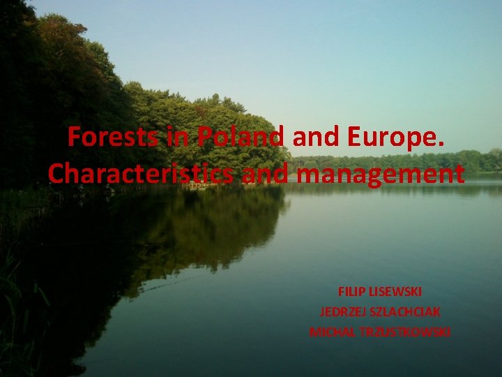 Forests in Poland Europe. Characteristics and management FILIP LISEWSKI JEDRZEJ SZLACHCIAK MICHAL TRZUSTKOWSKI 