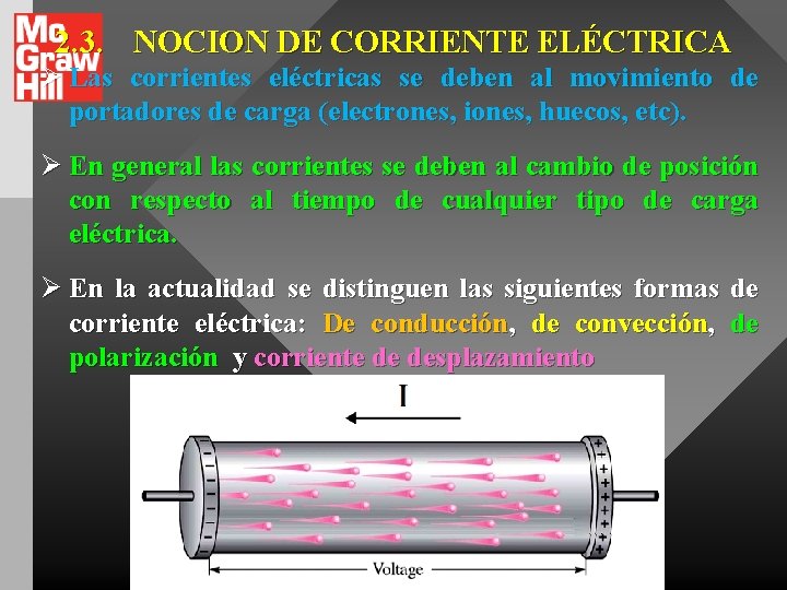 2. 3. NOCION DE CORRIENTE ELÉCTRICA Ø Las corrientes eléctricas se deben al movimiento