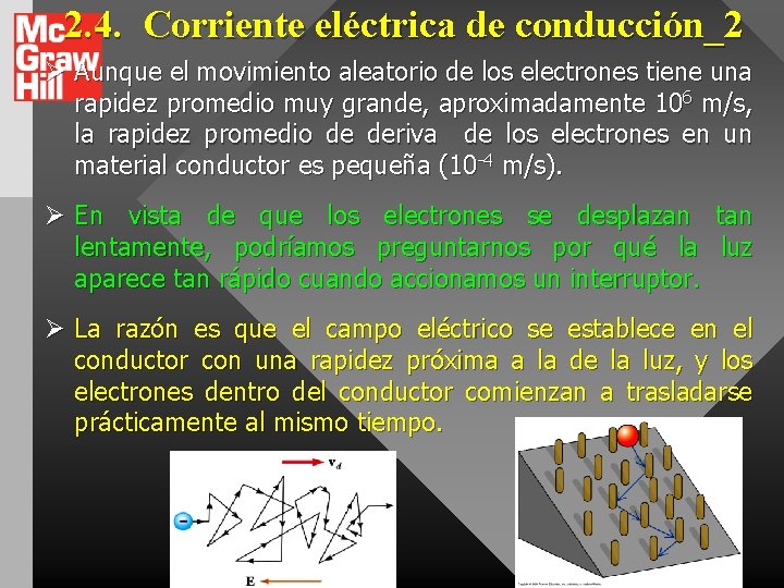 2. 4. Corriente eléctrica de conducción_2 Ø Aunque el movimiento aleatorio de los electrones