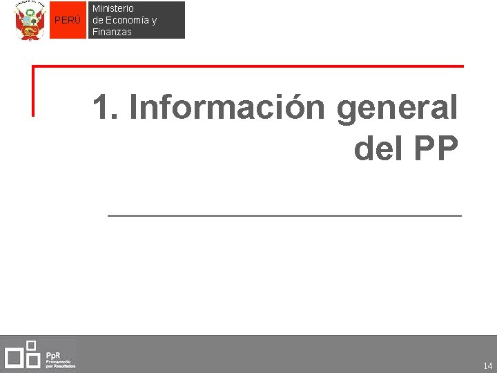 PERÚ Ministerio de Economía y Finanzas 1. Información general del PP 14 