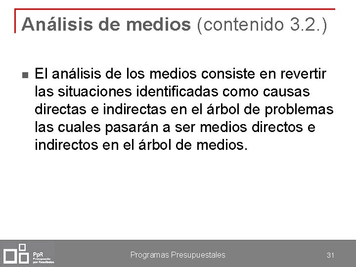 Análisis de medios (contenido 3. 2. ) n El análisis de los medios consiste