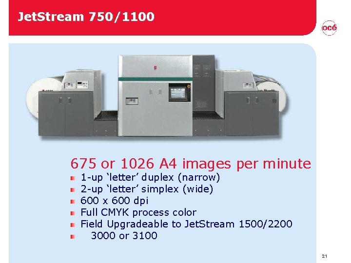 Jet. Stream 750/1100 675 or 1026 A 4 images per minute 1 -up ‘letter’ Jet. Stream 750/1100 675 or 1026 A 4 images per minute 1 -up ‘letter’