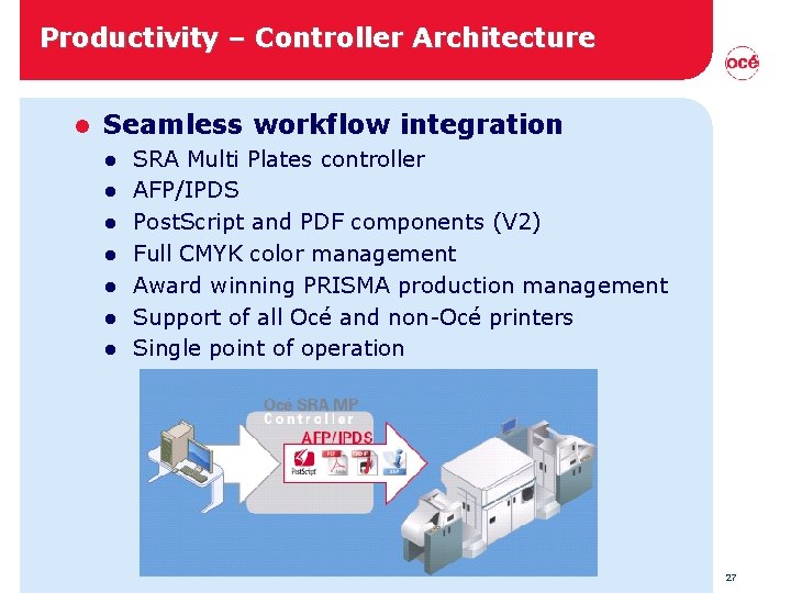 Productivity – Controller Architecture l Seamless workflow integration l l l l SRA Multi Productivity – Controller Architecture l Seamless workflow integration l l l l SRA Multi